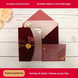 <span class=keywords><strong>Carte</strong></span> d'Invitation de Mariage en PVC Acrylique ou d'<span class=keywords><strong>Anniversaire</strong></span> Personnalisée Sur Mesure, de Luxe, Imprimée sur Velours et Estampée <span class=keywords><strong>à</strong></span> Chaud - Product Image 6