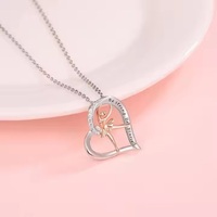 Collier ballerine en argent sterling 925 collier pendentif danseuse de ballet coeur d'amour bijoux inspirants