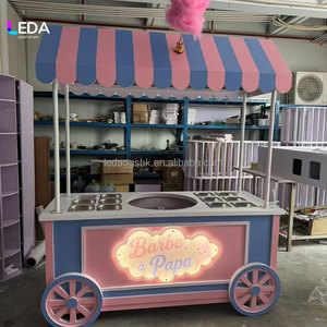 Nuevo Carrito de Algodón de Azúcar Desmontable LEDA en Rosa y Azul con Letrero de Neón, Carrito de Dulces para Decoración de Eventos - Product Image 3