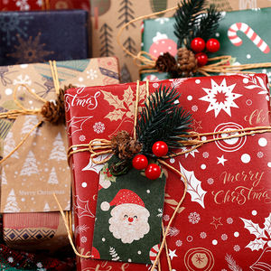 Fábrica al por mayor papel Kraft de Navidad 50*70 cm papel de regalo - Product Image 3