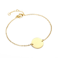 Bracelet à breloques personnalisé à double trou, avec petits charms ronds, chaîne et jonc circulaire géométrique en acier inoxydable 316L, avec lettrage