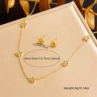 Ensemble de bijoux élégants en acier inoxydable 316L doré, collier, bracelet et boucles d'oreilles à fleurs ajourées, pour femmes, cadeaux élégants