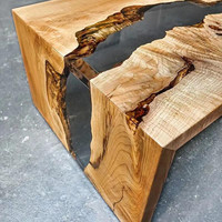 Ensemble de table à manger en époxy moderne de luxe, rectangle, rivière, meubles de maison en bois massif tendance pour la maison, le bar, le bureau et la ferme.