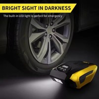 Pompa Ban Digital Portabel 120W Mini untuk Mobil, 150psi, Material ABS, Lampu Darurat, Mesin Kompresor Udara