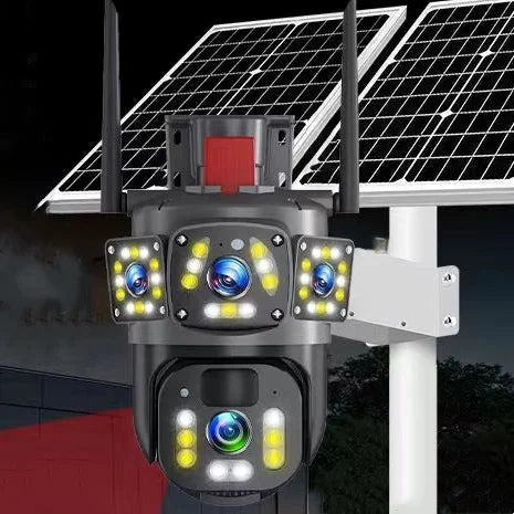 4G высокочеткая аккумуляторная камера с тремя линзами 360 градусов монитор на солнечной батарее мобильный телефон удаленный открытый ночное видение панорамный IP