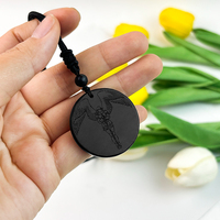 Pendentif quantique personnalisé en Shungite Archange de 34 mm, protection EMF, collier énergétique, fabrication OEM, bijoux de santé