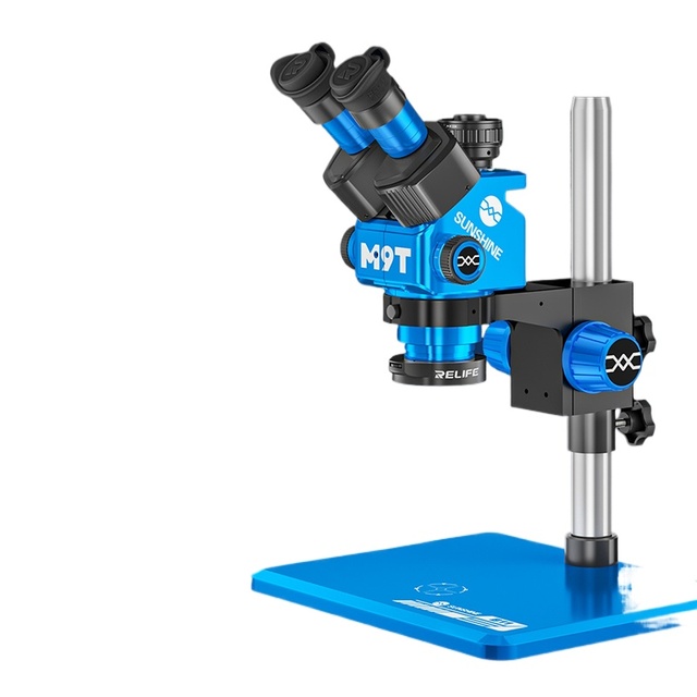 SUNSHINE M9T Binocular Microscope 0.5X CTV Mount/6-45X Continuous Zoom/35cm Column + Large Base Versatile Repair and Inspection