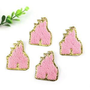 Sac accessoire <span class=keywords><strong>de</strong></span> luxe étincelle or paillettes bordure thermoscellage fer sur Chenille Patch bricolage broderie dessin animé princesse château patchs - Product Image 3