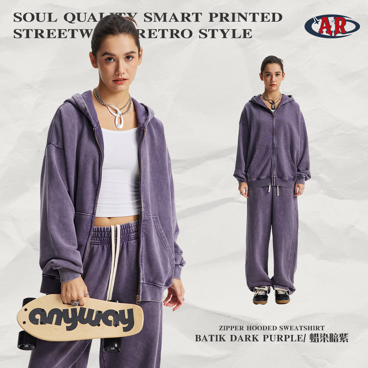 F06 Sweat-shirt - Batik Violet Foncé