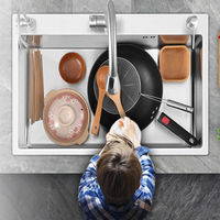 Évier de cuisine artisanal de 80 cm avec accessoires, poste de travail de cuisine, stock disponible en entrepôt en 2026