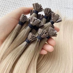Extensioni per <span class=keywords><strong>capelli</strong></span> lisci <span class=keywords><strong>biondo</strong></span> <span class=keywords><strong>cenere</strong></span> con punta piatta, 100% <span class=keywords><strong>capelli</strong></span> umani Remy, cheratina pre-incollata per styling professionale all'ingrosso - Product Image 1