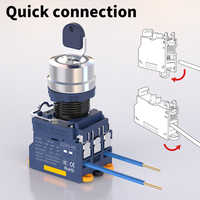 LANBOO 22SA1-Y1 X1 Interrupteur à bouton-poussoir à verrouillage-2/3 Gear, système haute tension 110V/220V, avec LED