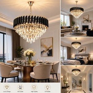 Lámpara de Techo LED de Metal Rústico con Cristales de Lujo Nórdico Moderno para Hotel, Sala de Estar, Lámparas Colgantes - Product Image 2
