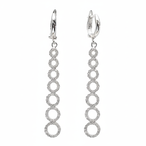 Dangle Clip Sur Grappe de Charme Rond Boucles D'oreilles Longues Creux Série Ronde Boucle D'oreille En Gros 925 Bijoux en Argent Sterling - Product Image 2