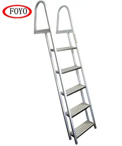 Foyo Pontoon 5 Step Aluminum Boat Ladder for Higher Boats with Wider Steps Dock Ladders