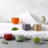 Vente en gros de boîtes rondes en étain personnalisées avec logo, avec couvercle intérieur, pour l'emballage de 25 g de thé vert matcha, de café, de poudre de cacao