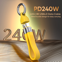 Cable de carga Thunderbolt 4 USB4 40Gbps PD 240W Cable DE DATOS DE TELÉFONO A computadora portátil, llavero de transferencia rápida de archivos de teléfono a computadora portátil