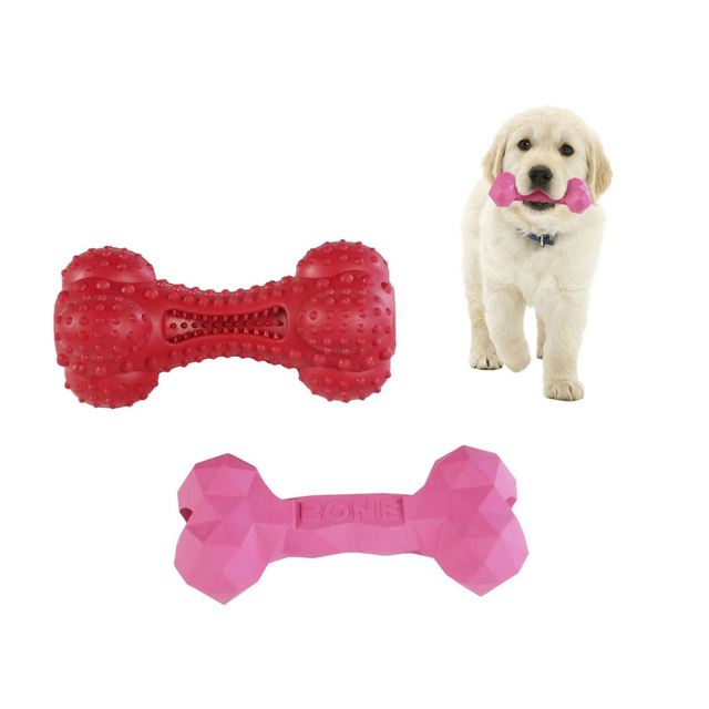 C4P High Quality Dog Chew Toy Eco-Friendly BSCI Certified Squeaky Bone Shape Luxury Casual Bite Resistant Rubber Customizable