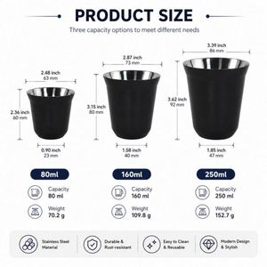 Taza Térmica Personalizada con Logotipo, 80 ml, 160 ml, 250 ml, Taza de Café de Acero Inoxidable 304 de Doble Pared, Taza de Café Espresso Italiana - Product Image 3