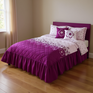 Couette Floreta Magenta Queen avec 2 coussins assortis, motif floral, rembourrage en polyester, pour une utilisation toute l'année à la maison - Product Image 2