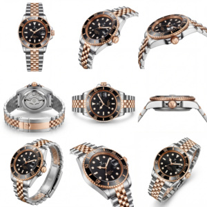<span class=keywords><strong>Montre</strong></span> de plongée de luxe pour hommes en <span class=keywords><strong>or</strong></span> rose avec calendrier mécanique lumineuse Uhr personnalisé style d'affaires bracelet en acier inoxydable à faible quantité minimale de commande - Product Image 2
