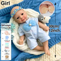 Poupées Reborn en Silicone Adoptables 30cm, Poupées Bébé Fille aux Yeux Ouverts, Corps Souple, Veines Réalistes, Cadeau de Noël