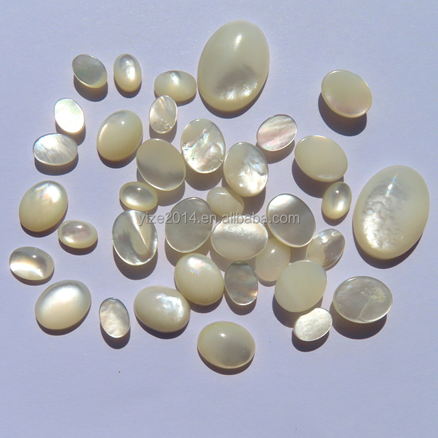 Natural Mother of Pearl Oval Cabochon, Mixed Sizes 4x6mm-13x18mm, Polished Flat Back MOP Shell Gems for Jewelry Making Inlay