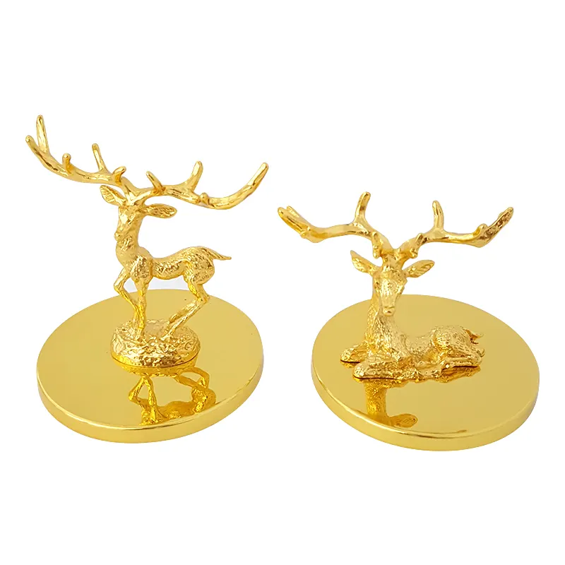 Custom animale forma di cervo ornamento decorazione coperchio in metallo per contenitore di vetro portacandele