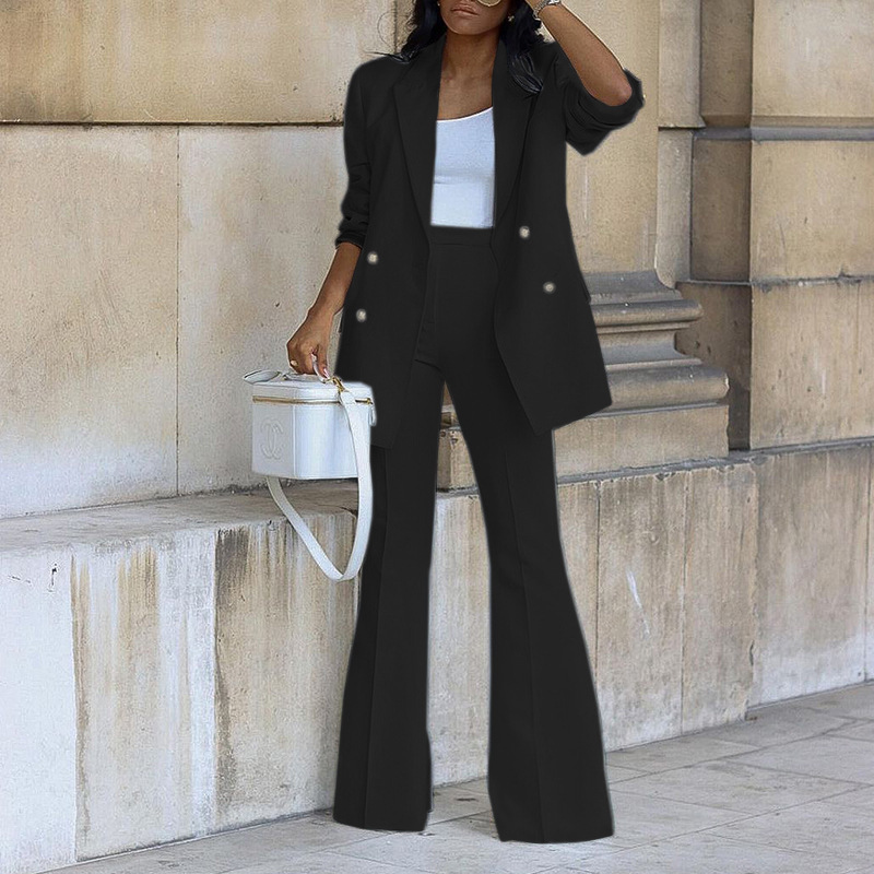 Black Double Breasted Pants Suit
