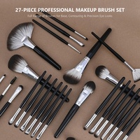 Ensemble de 27 pinceaux de maquillage en poils de renard artificiels, kit de pinceaux cosmétiques professionnels, pochette pour pinceaux, logo personnalisé, marque privée