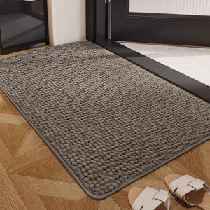 Alfombra Antideslizante para el Hogar, Rectangular, de Fibra de Poliéster, Alfombra de Baño Antideslizante, Resistente a las Manchas, Altamente Absorbente, Gris - Product Image 1