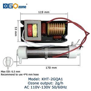Generador de Ozono con Tubo de Cuarzo 1G/2G/3G, Ozonizador para Purificar Aire y <span class=keywords><strong>Agua</strong></span>, Purificador de <span class=keywords><strong>Agua</strong></span> O3 para Spa y Acuario, Purificador de <span class=keywords><strong>Agua</strong></span> para el Hogar DGOzone - Product Image 4