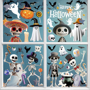 2026 Halloween <span class=keywords><strong>Stickers</strong></span> <span class=keywords><strong>Muraux</strong></span> PVC Adsorption Électrostatique Fantôme Citrouille Araignée Toile Fenêtre Verre Décoration Transfrontalière - Product Image 2