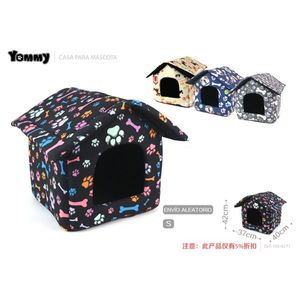 Maison pour animaux de compagnie Yommy imprimée, taille L, avec motif de pattes et d'os, pour chiens et chats - Product Image 3