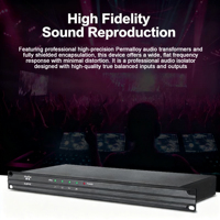Isolateur Audio 4 Entrées 2 Sorties, Transformateur Équilibré pour Réduction du Bruit et Élimination des Tensions de Terre, Idéal pour Instruments, Conférences et Audio Longue Distance