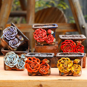 Proveedor de Macetas de Cerámica Pintadas a Mano Estilo Coreano, Macetas con Relieve para Suculentas, Macetas para Plantas de Jardín e Interiores - Product Image 6