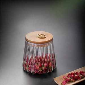 Neue meist verkaufte Verkäufer Küche Essen Tee Kaffee Bar Glas Vorrats glas Flaschen Gläser Behälter <span class=keywords><strong>Set</strong></span> mit Bambus deckel Metall griff - Product Image 2