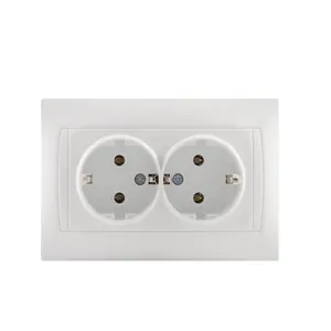 Sirode 9206 Series Europe Standard Modern White Color EU 2 Gang SCHUKO Electrical Wall Socket For Home