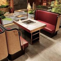 Tables et chaises de restaurant chinois style Hotpot, design tendance, ensemble de sièges en cuir