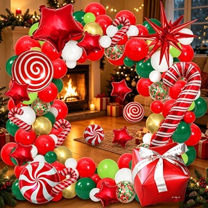 Guirnalda de Globos Navideños Rojos, Verdes y Dorados al por Mayor, Decoración Temática de Dulces y Regalos, Adornos Festivos para el Hogar - Product Image 1