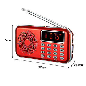 Factory Red Portable FM Radio Digital Display MP3 <b>Player</b> Built In Speaker Rechargeable Battery Home Outdoor Radio Receiver - Product Image 2