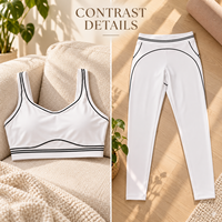 Ensemble de yoga pour femmes, soutien-gorge de sport, leggings taille haute, bordure contrastée, tenue de fitness deux pièces pour Pilates