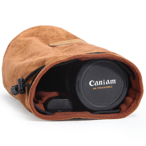 Estuche Protector Redondo de Terciopelo Suave con Cordón para Lentes de Cámara, para Lentes DSLR y <span class=keywords><strong>Mirrorless</strong></span> de <span class=keywords><strong>Canon</strong></span>, Sony y Nikon - Product Image 2