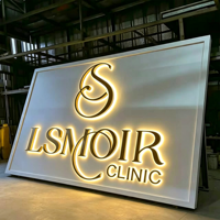 Lettres rétroéclairées en or personnalisées de luxe, logo en acier inoxydable 3D, enseigne LED, halo lumineux, signalétique murale pour spa, salon, réception