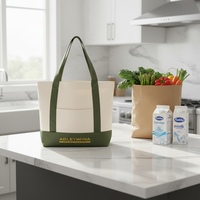 Sac fourre-tout réutilisable grande capacité, design spécial, en toile, avec poche zippée, longues poignées, pour usage quotidien et extérieur