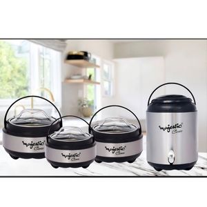 Juego de Cazuelas Aisladas de Acero Inoxidable Gris con Dispensador de Bebidas Calientes – Juego de Servicio para Mantener Alimentos Calientes - Product Image 2