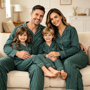 2026 New Eco Friendly Family Matching <strong>Pajamas</strong> Green Striped Bamboo <strong>Pajamas</strong> Sleepwear for Adult Kids Baby Christmas Homewear - Product Image 1