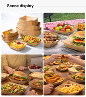 Barquette alimentaire en papier kraft anti-graisse, jetable, écologique, pour frites et restauration rapide