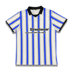 เสื้อฟุตบอลย้อนยุคเสื้อฟุตบอลแบบคลาสสิกเสื้อลายทางแบบตาข่ายระบายอากาศ - Product Image 6