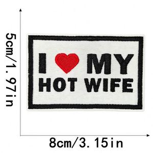 Patchs brodés personnalisés thermocollants tendance – Motif texte drôle « I love Hot Wife Cowgirl Hat » pour vêtements, sacs et chapeaux - Product Image 6